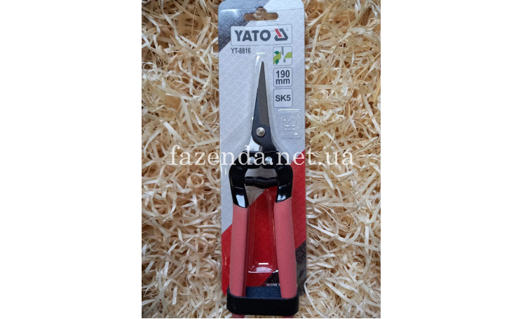 Секатор для кустов 190 мм. прямой YT-8816 YATO